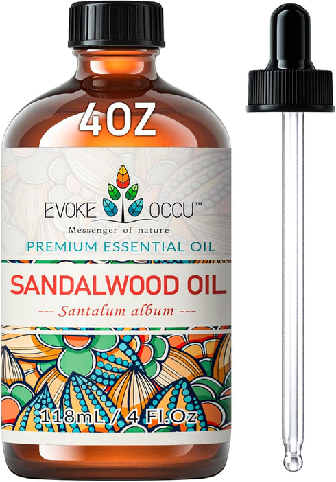 EVOKE OCCU Sandalwood Essential Oil 4 Fl Oz, Pure Sandalwood Oil for Diffuser Candle Soap Making - 118ml...