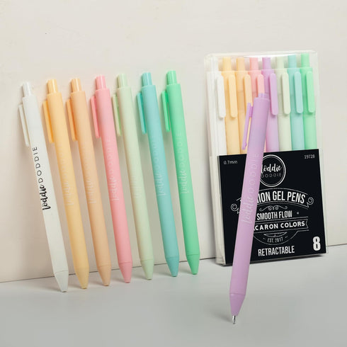 Loddie Doddie Macaron Colors Gel Pens for Journaling and Note Taking - 8 Pack, 0.7 mm Medium Point Smooth Writing Retractable Pens, No Bleed Non S...