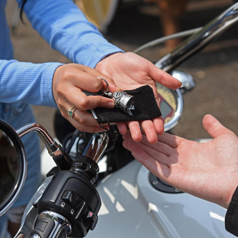 Guardian Bell Good Luck Bell w/Keyring & Black Velvet Gift Bag | Motorcycle Bell | Lead-Free Pewter | Good Luck Gift to Friends & Family | Bike Be...