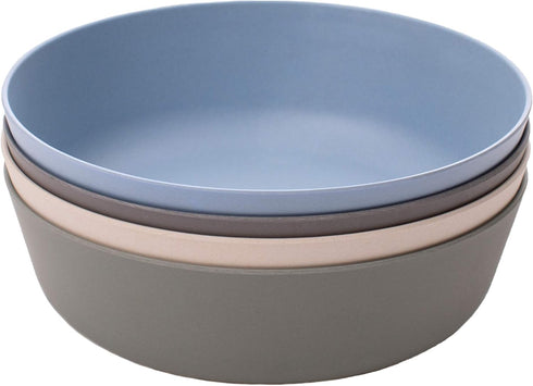 WeeSprout Bamboo Kids Bowls, Set of Four 15 oz Kid-Sized Dinnerware, Cereal, Leftovers & Snack Bowl, Dishwasher Safe (Blue, Green, Gray, & Beige)...