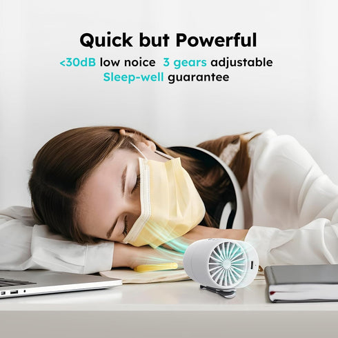 Mr. Young Portable Waist Clip Fan - Ultra-Quiet, 3-Speed Adjustable, Turbo Design, USB-C Rechargeable, Pocket-Sized with 1-Inch Clip, 10+ Hours Ba...