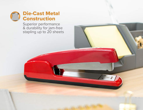 Bostitch Professional All-Metal Executive Stapler, 20 Sheet Capacity, Red...