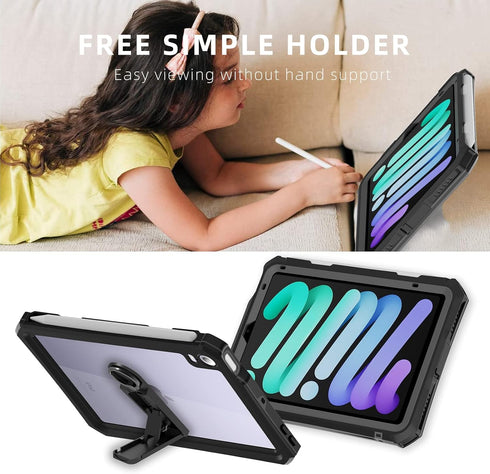 iPad Mini 6 Case 2021 - iPad Mini 6th Generation Case - Waterproof Case with Built-in Screen Protector - Full Protection Shockproof Anti-Scratch C...