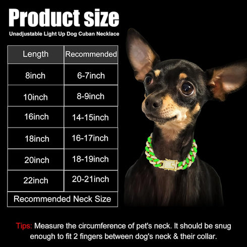 Dog Chain Cuban Collars,Walking Dog Metal Chain Choke Collar with Design Secure Buckle,Pet Cuban Crystal Collar Necklace Accessories for Small Med...