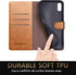 SUANPOT for iPhone X/XS 5.8" RFID Leather Wallet Case, Shockproof Flip Folio Cover, Card Holder - Light Brown...