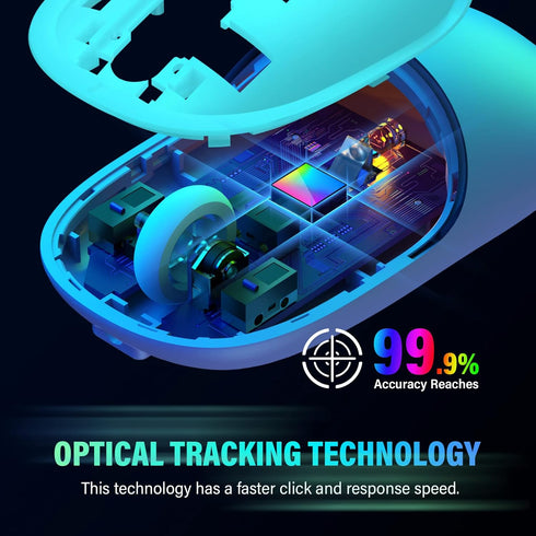 Wired Mouse, LED Computer Mouse Wired, 4 Adjustable DPI up to 6400 Ultra Silent Mouse, Optical Tracking USB Mouse Soft Rubber Corded Mouse for Lap...