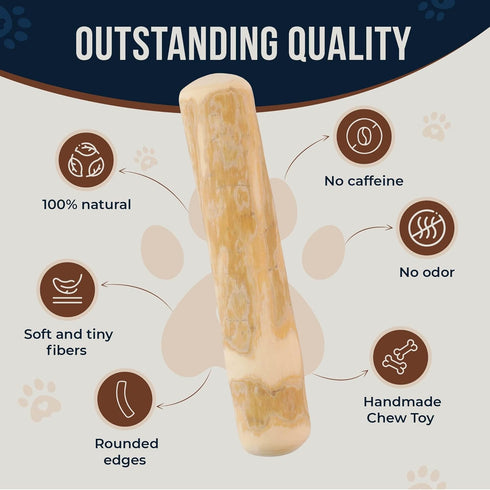 Coffee Wood Dog Chew Stick for Small Dogs, 7.5'', 2 Pack Size S - 100% Natural Chew Toys - Teeth Cleaning, Stress Relief, Dog Health - Organic...