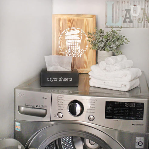 AuldHome Farmhouse Dryer Sheet Dispenser (Black); Countertop Enamelware Fabric Softener Sheet Holder for Laundry Room...