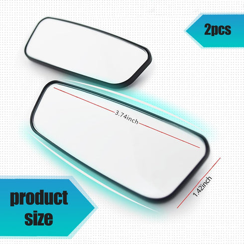 2 PCS Car Auxiliary Rear Blind Spot Mirror, 3.74" x 1.41" Self-adhesive Rectangular Curved Wide Angle Anti-glare HD Convex Mirror, Modification Ac...