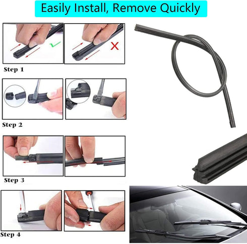 Windshield Wiper Blades Refills, Xafissy 4 Pack 28" 6mm Replacement Universal Car Wiper Blade Car Vehicle Insert Rubber Strips for Car Bus Wipers ...