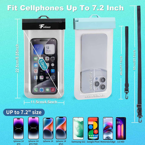 Waterproof Phone Pouch, 2Pack Universal IPX8 Waterproof Phone Case TPU CellPhone Dry Bag Underwater Protector with Adjustable Lanyard for iPhone 1...