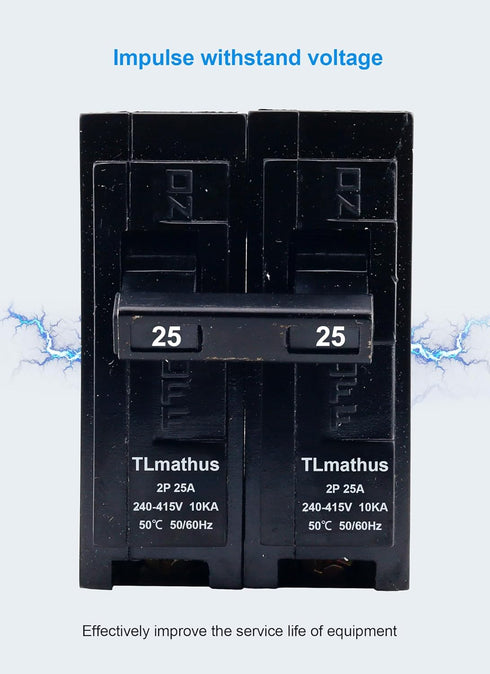 ?????? ?????????????? 25 Amp 2 Pole Type QP Circuit Breaker Plug-in Mount Standard MCB Thermal Magnetic Protection, 10KA 120/240V, Compatible with...