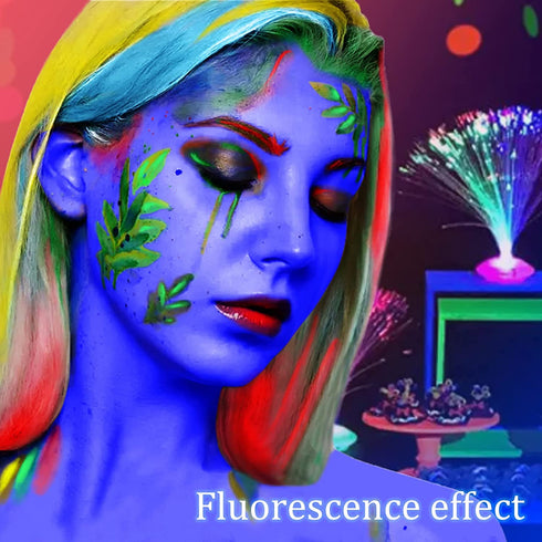 12 Pcs Glow in The Dark Face Body Paint, UV Black Light Glow Makeup Kit for Kids Adult, Non-Toxic Fluorescent Face Paints Crayons for Birthday Par...