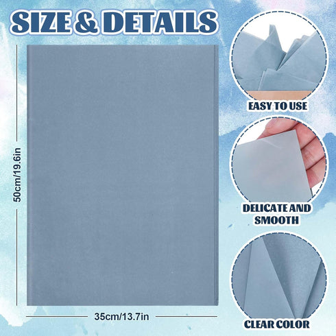 Whaline 100 Sheets Dusty Blue Tissue Paper Pastel Blue Gift Wrapping Paper Bulk Solid Color DIY Art Craft Tissue Paper for Packaging Wedding Birth...