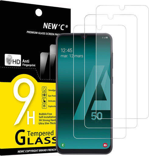 NEW'C [3 Pack Designed for Samsung Galaxy A50 (SM-A505F) Screen Protector Tempered Glass, Case Friendly Anti Scratch Bubble Free Ultra Resistant...
