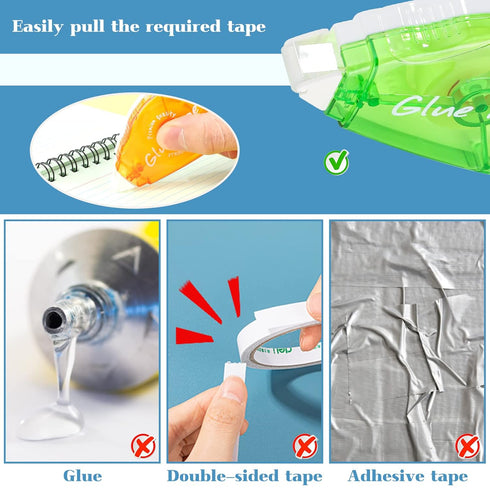 12 Pcs Double Sided Scrapbooking Tape Roller, Double Sided Adhesive Tape Glue Tape Roller Tape Runner for Crafts Scrapbooking Supplies Gift Wrappi...