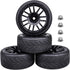 12mm Hex Preglued Wheels Tires Set 1/10 On Road RC Car Compatible with Tamiya TT02 TT01 Traxxas 4tec 2.0 3.0 Touring...