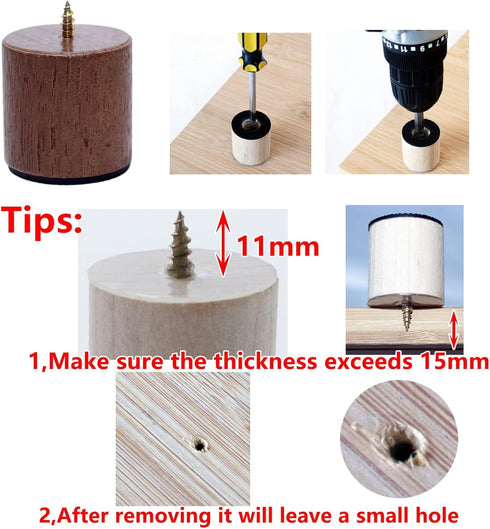 Cutting Board Feet, Walnut Chopping Board Feet, Cutting Board Feet Non Slip, Self Adhesive Feet, Wooden Cutting Board Legs with Screw (Walnut Shor...