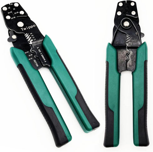 Crimping Tool, Wire Crimper Tool with Stripper Cutter, Crimping Pliers for Open Barrel Terminals and Heat Shrink Connectors, Crimping for 26-10 AW...
