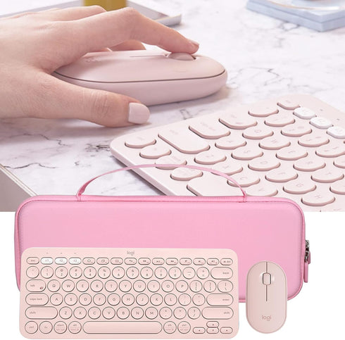 Aproca Pink Hard Travel Storage Case, for Logitech K380 Multi-Device Bluetooth Keyboard and Logitech Pebble M350 / i345 Mouse...