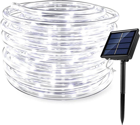 Solar Rope Lights Outdoor String Lights, 16.5 Ft 50 LED Tube Light Waterproof Copper Wire Fairy Lights for Garden Fence Yard Christmas Wedding Par...