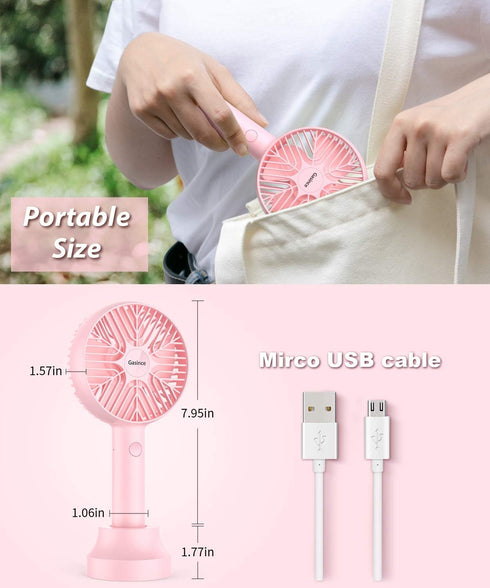 Handheld Fan Mini Fan,Small Personal Portable Fan, USB Desk Fan,Rechargeable Eyelash Fan for Makeup,8-13hours Operated Small Makeup Eyelash Fan fo...