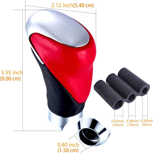Arenbel Leather Gear Shifter Lever Speed Knobs Car Shift Stick Grip Handle Fit Most Auto Manual Transmissions, Red Black...