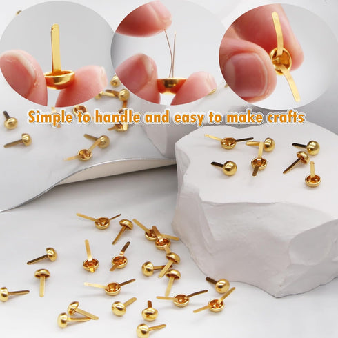 EuTengHao 700Pcs Brass Fasteners Scrapbooking Brads Round Head Brass Plated Fasteners for Craft Art Crafting School Decorative Scrapbooking DIY Su...