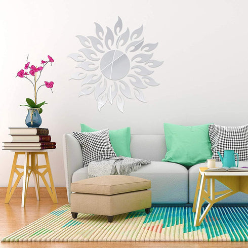 3D Mirror Sunlower Wall Decor Sticker, CUNYA Peel and Stick Wall Art Decals, Removable Acrylic Mirrors for Wall Living Room, Bedroom, Farmhouse De...