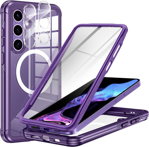 Hekodonk for Galaxy S24 Case,Compatible with MagSafe,Built-in Screen Protector & 2X Camera Lens Protector,Full Body Shockproof Protective Phone Ca...