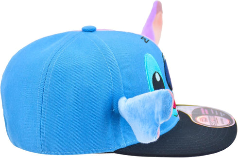Disney Stitch Baseball Cap, Angel Face Adjustable Flat Brim Snapback Hat with 3D Ears, Multi, One Size...