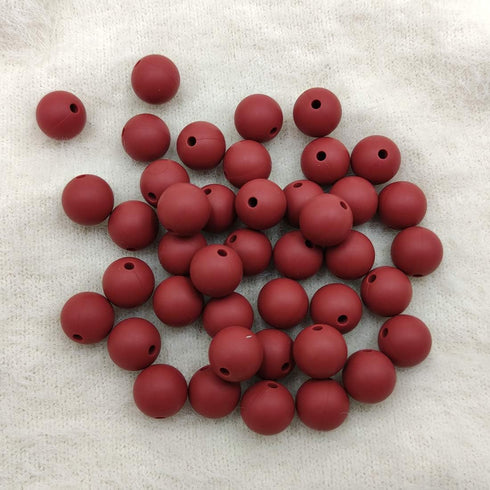 101pcs 15mm Silicone Round Beads for Keychain Making Maroon Color Silicone Pearl Rubber Spacer Beads Accessory Kit for DIY Pens Handmade Mom Neckl...