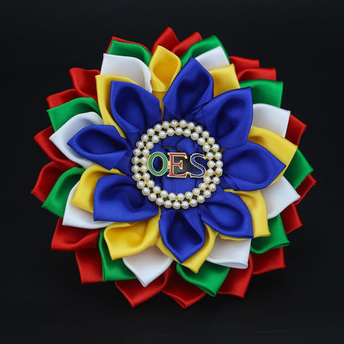 Order of The Eastern Star Brooch Pin for Women OES Brooch Pin Sorority OES Gift Greek Paraphernalia Jewelry Satin & Pearl 5.5" Flower Pin for Sist...