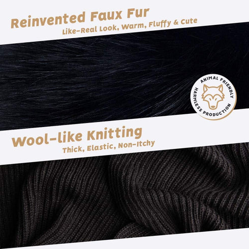 Futrzane Classic Hooded Scarf - Faux Fur Hooded Scarves for Women - Cowl & Hat...