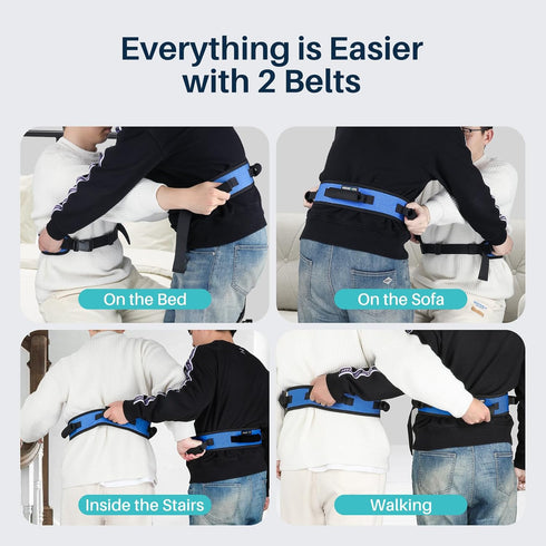 Gait Belt with Handles for Seniors, Transfer Gait Belts for Lifting Elderly, Physical Therapy Sit to Stand Patient Lift Aid Assist (Blue)...