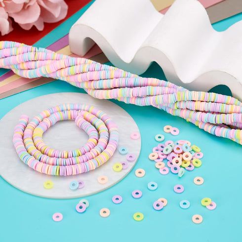 6mm Heishi Clay Beads Cheriswelry Multicolor Flat Round Disc Polymer Clay Spacer Beads 10 Strands About 3200pcs Loose Handmade Beads for DIY Jewel...