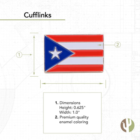 Desert Cactus Puerto Rico Flag Cufflinks Formal Wear Blazer for French Cuff Shirt Rectangle (Cufflinks - Flag)...