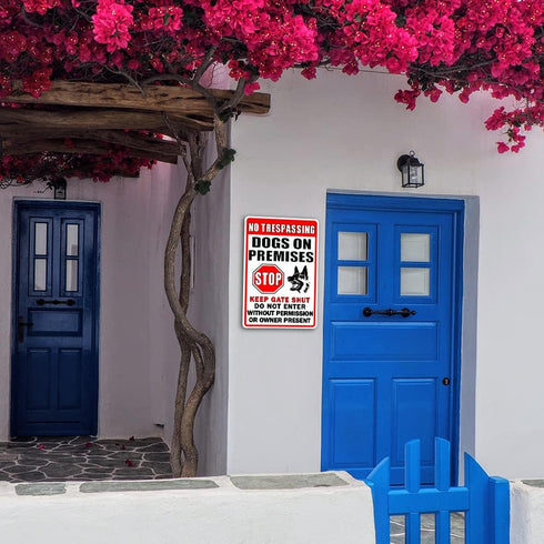 Funny Beware Of Dog Sign Warning Do Not Enter Metal Signs No Trespassing Dogs On Premises Tin Signs Dog In Yard Stop Keep Gate Closed Sign For Fen...