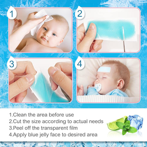 20 Sheets Fever Patches for Kids - Hot Weather Cooling Gel Patches for Adults - Headache Patches - Forehead Fever Cool Pads - Cooling & Pain Relie...
