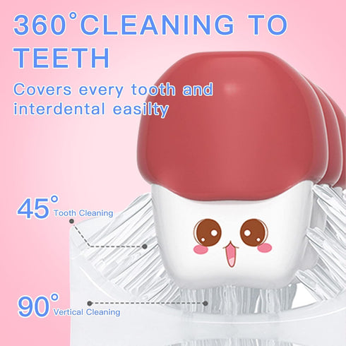 Kid Electric U Shaped Toothbrush with 4 Soft Brush Heads Rechargeable Children Toothbrush with 6 Cleaning Modes IPX7 Waterproof - (Age 2-7 Blue)...