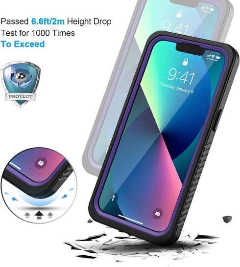 Lanhiem for iPhone 13 Case, IP68 Waterproof Dustproof Shockproof Cases with Built-in Screen Protector, Full Body Sealed Protective Front and Back ...