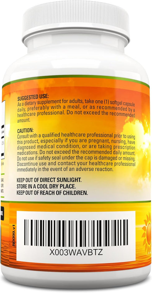 Vitamin D 5000 IU, 365 Easy to Swallow Softgels, High Strength Vitamin D3 5000 IU Supplement - Full Year Supply...