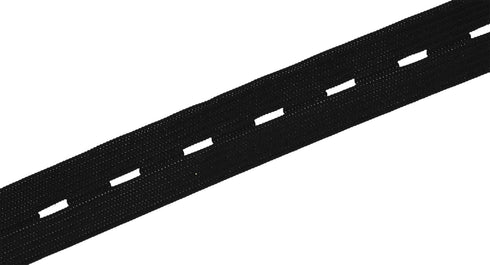 Mandala Crafts Black Buttonhole Elastics Band Pants Waist Tightener for Jeans - 0.75 in 15 Yards Black Elastic with Button Holes for Button Extend...