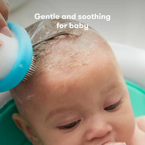 Frida Baby The 3-Step Cradle Cap System, DermaFrida The FlakeFixer, Sponge, Brush, Comb and Storage Stand for Babies with Cradle Cap, White-Blue...