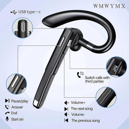 Bluetooth Headset One Ear Earphone Earpiece for Cell Phones Wireless Headset with Charging Case...