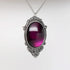 Purple Cabochon in Antiqued Silver Finish Pewter Frame Pendant Necklace...