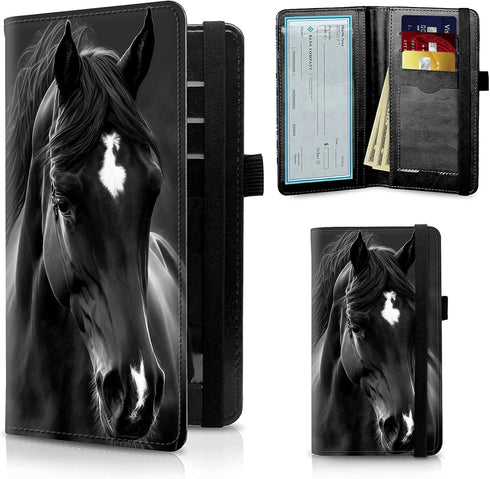 Leather Checkbook Covers for Men Women Check Book Holder Cover Wallets for Personal Checkbook Register Duplicate Checks with RFID Blocking & Elast...
