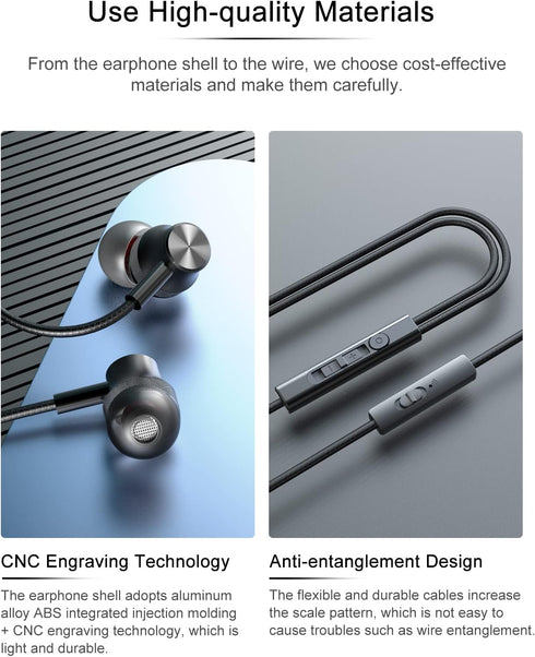 USB C Headphone,USB Type C Earphone with Microphone Noise Isolated & Volume Control with Heavy Stereo, Compatible for Samsung S20/S21/Note10 Huawe...