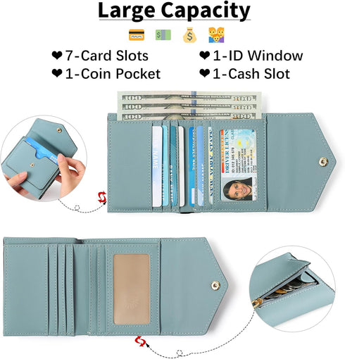 GAEKEAO Small Wallet for Women Leather RFID Blocking Credit Card Holder Organizer Mini Bifold Zipper Coin Purse...