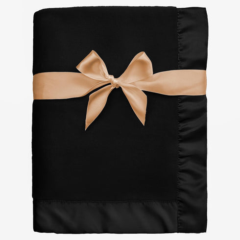 Pro Goleem Fleece Baby Blanket with 2 Inch Satin Trim Soft Anti-Static Plush Blanket for Boys and Girls Christmas Baby Gifts for Babies Black 30''...